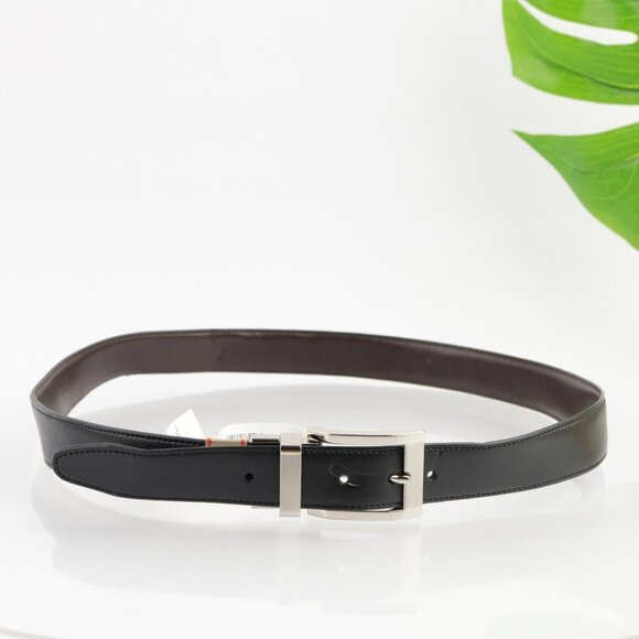 Dockers Mens Belt Size 38 Reversible Black Brown Leather Buckle 1 1/4" Wide - Picture 1 of 13